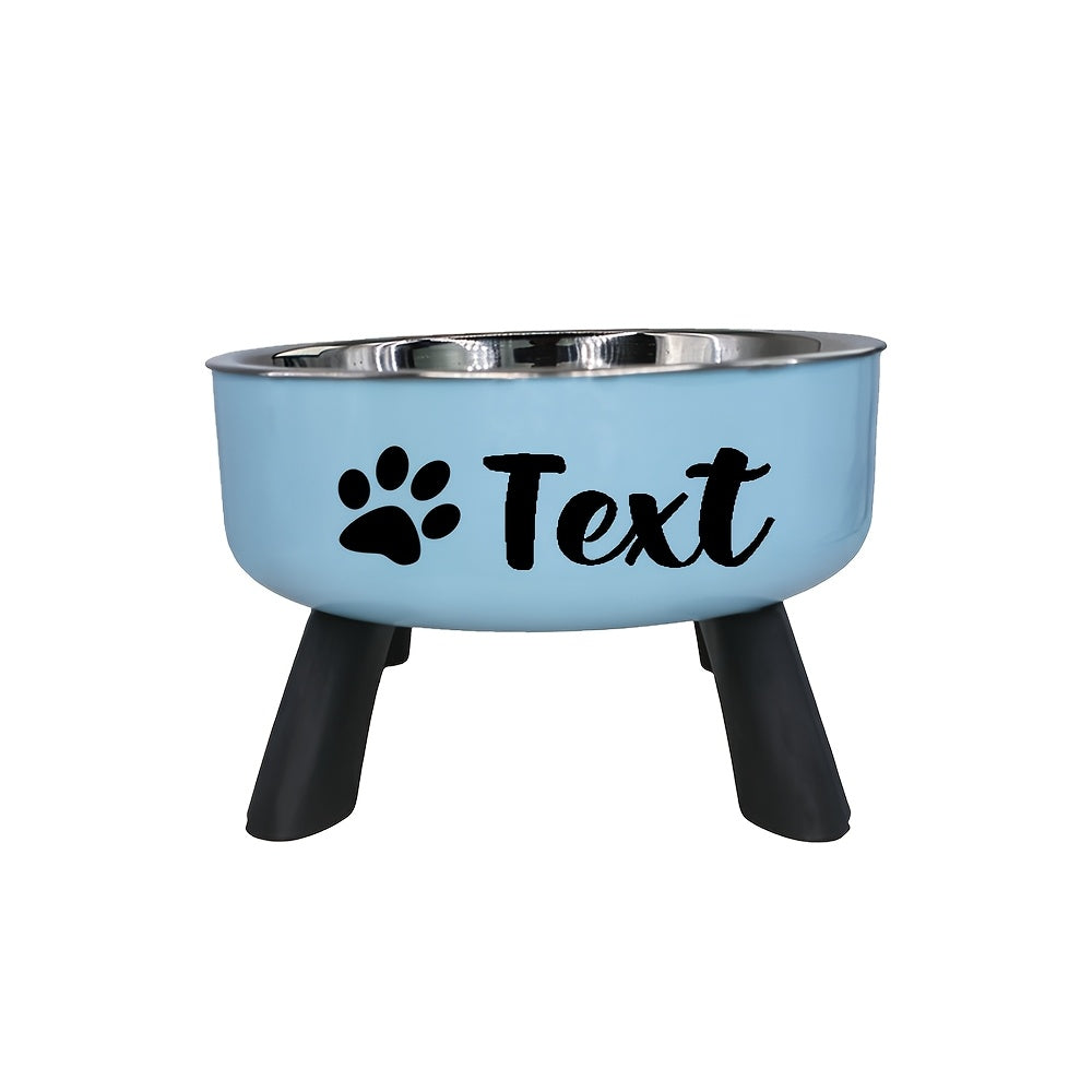 Personalized Stainless Steel Elevated Pet Bowl for Small Dogs – Anti-Slip Raised Feeder with Custom Name & Pattern, Neck Protection Design, Easy Clean Dog Food Water Dish