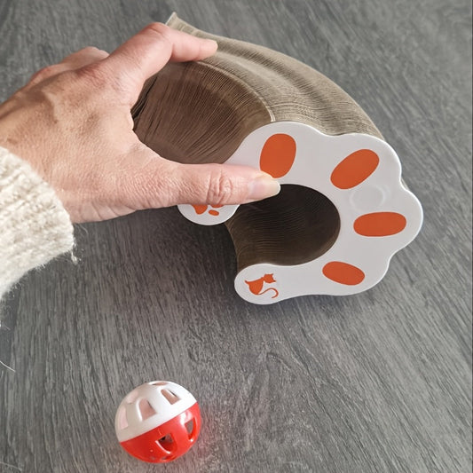 Magic Organ Accordion Cat Scratcher with Bell Ball – Interactive Cardboard Cat Scratch Board Toy, Compact Foldable Corner Design for Indoor Cats, Furniture Protector, 2 Styles
