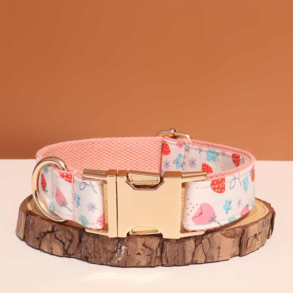 Personalized Dog Collar with ID Tag - Customizable Anti-Lost Pet Collar in 21 Styles, Adjustable XS to XL for Small Medium Large Dogs, Plaid Floral Dot Patterns, Engraved Contact Information