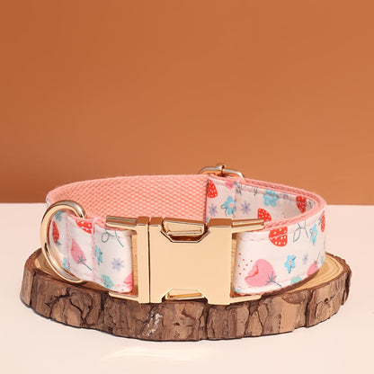 Personalized Dog Collar with ID Tag - Customizable Anti-Lost Pet Collar in 21 Styles, Adjustable XS to XL for Small Medium Large Dogs, Plaid Floral Dot Patterns, Engraved Contact Information
