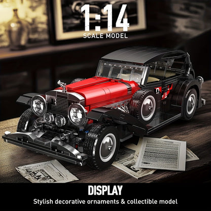 Mould King 10114 MOC Vintage Classic Car Building Kit – 1308 Pieces Model Building Blocks Set – Compatible Collectible Display Gift for Adults & Enthusiasts