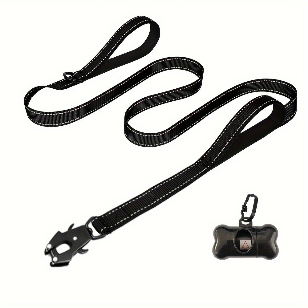 6ft Heavy Duty Dog Leash with Double Handles & Tactical Frog Clip – Reflective Rope Training Leash with Quick Release Locking Clip for Medium & Large Dogs, 11 Colors Available
