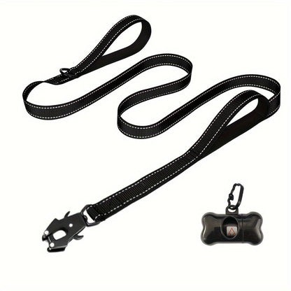 6ft Heavy Duty Dog Leash with Double Handles & Tactical Frog Clip – Reflective Rope Training Leash with Quick Release Locking Clip for Medium & Large Dogs, 11 Colors Available