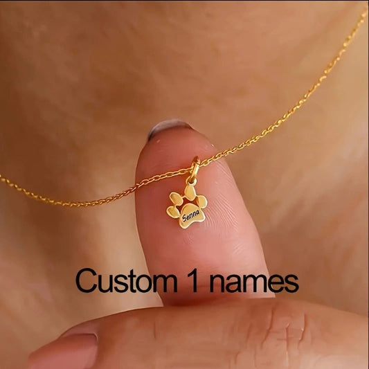 Custom Carved Dog Paw Print Necklace – 1 to 5 Paws Personalized Pet Commemorative Jewelry, Elegant Gift for Pet Lovers for Valentine’s Day, Christmas & All Seasons