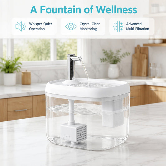 Faucet Fountain Pet Water Dispenser for Cats Dogs - Large Capacity Silent Automatic Circulation Cooling Water Fountain No Battery Required - Summer Pet Hydration Station Gray Yellow White