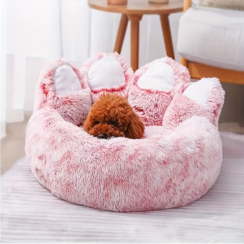 Bear Paw Plush Pet Bed for Dogs & Cats Soft Warm Cartoon Snuggle Bed Padded Sofa Cushion 6 Colors Gray Pink Coffee M L XL XXL XXXL Winter Cozy Dog Bed Cat Bed