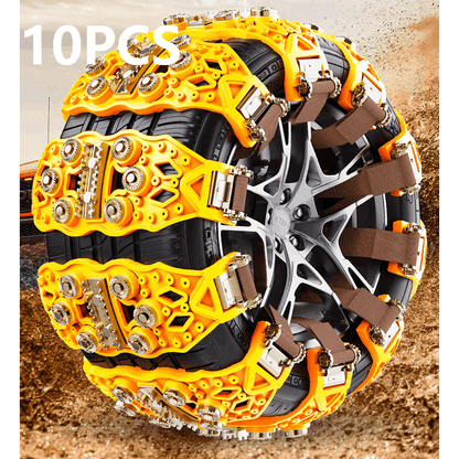 10-Pack Universal Anti-Slip Snow Tire Chains – Anti-Slip Studs for Snow, Ice, Mud & Sand, Easy Install & Removal, Fits Tire Width 165–265mm, for 4x4, ATV, UTV, SUV, Truck & Pickup, Yellow or Black – Nova Mart