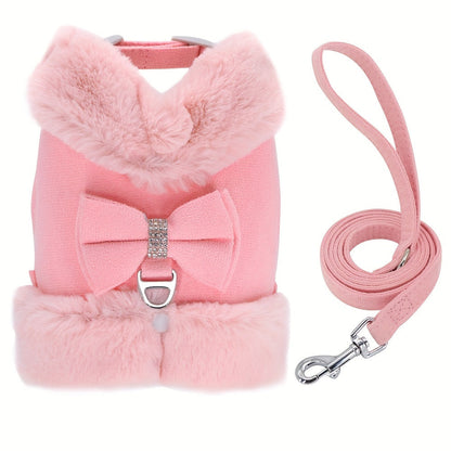 Small Dog Harness and Leash Set Soft Warm Winter Vest Harness for Small Dogs Cats Chihuahua Yorkie – Padded No-Pull Puppy Harness with Quick Release Buckle Dog Clothes Vest for Outdoor Walking