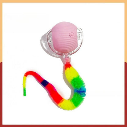 Automatic Rolling Cat Ball Toy USB Rechargeable Luminous Self-Entertaining Smart Cat Toy Bite-Resistant Plastic with Caterpillar Tail for Indoor Cats Kittens Second Gen Upgrade