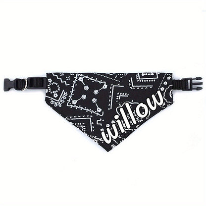 Personalized Dog Bandana Collar with Snap Closure - Adjustable Soft Polyester Pet Saliva Towel Necklace for Small Medium Large Dogs S M L 4 Colors Black Red Blue Pink Holiday Gift