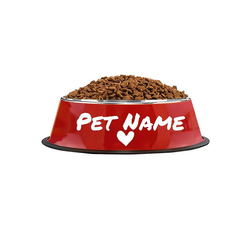 Personalized Stainless Steel Dog & Cat Bowl - Custom Engraved Pet Name Bowl with Paw Print Heart Crown Design, Anti-Tip Non-Slip, 200ml/400ml/1000ml, Food & Water Dish Gift