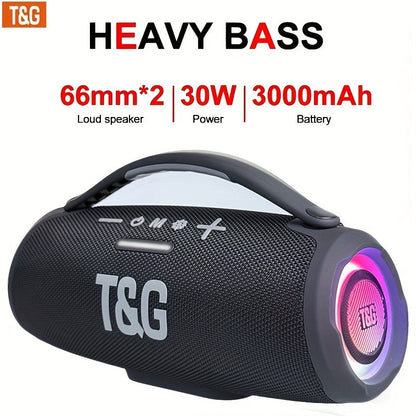 TG418 Wireless Bluetooth Speaker – 3000mAh LED Flash Lights EQ Settings TF Card USB AUX Compatible with Phone Tablet PC in Black Gray Camo