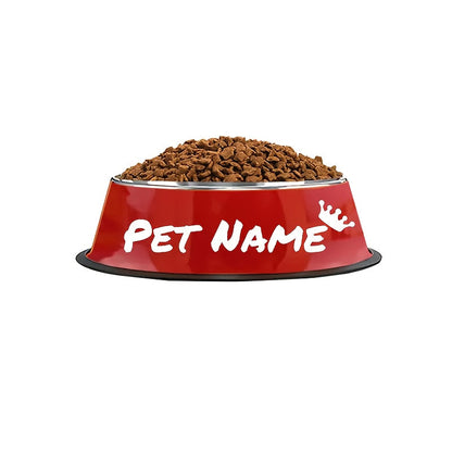 Personalized Stainless Steel Dog & Cat Bowl - Custom Engraved Pet Name Bowl with Paw Print Heart Crown Design, Anti-Tip Non-Slip, 200ml/400ml/1000ml, Food & Water Dish Gift