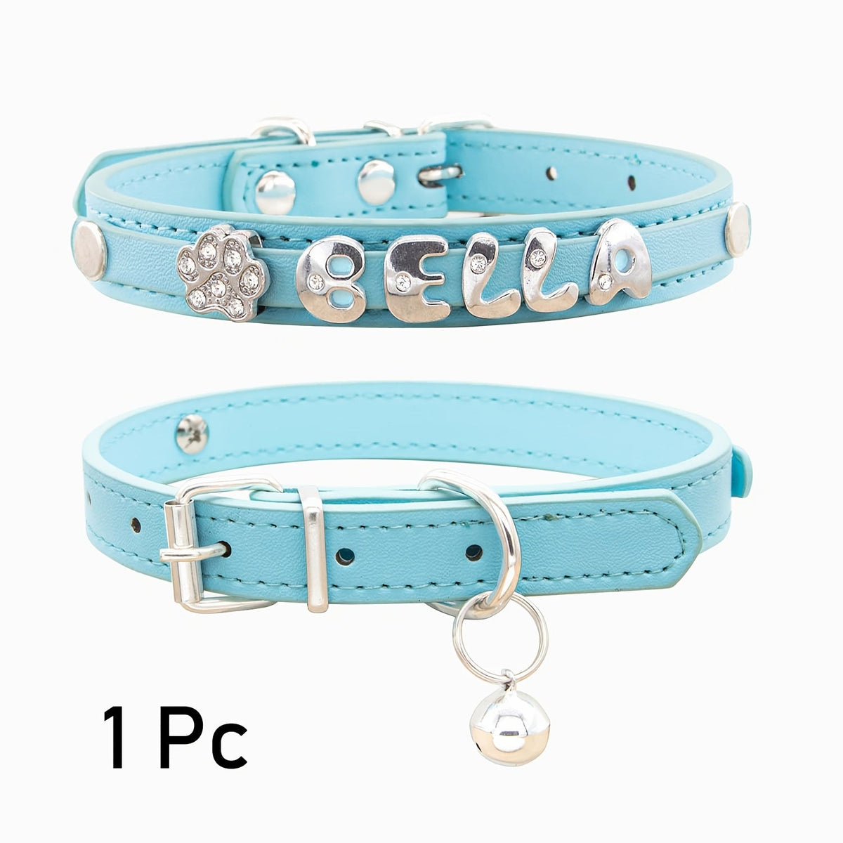 Personalized Faux Leather Cat & Dog Collar with Pendant Tag, Customized ID Collar for Small & Medium Dogs and Cats, Adjustable Pet Collar with Exquisite Charm Decoration, 11 Colors XS to M