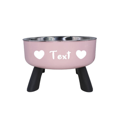 Personalized Stainless Steel Elevated Pet Bowl for Small Dogs – Anti-Slip Raised Feeder with Custom Name & Pattern, Neck Protection Design, Easy Clean Dog Food Water Dish