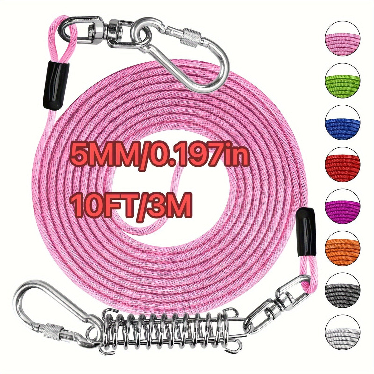 Heavy Duty Dog Leash 6 10 15 30 50 75 100 Feet Long Training Tie Out Cable for Large Dogs Up to 500 lbs Durable Bite-Resistant Yard Running Rope Lead