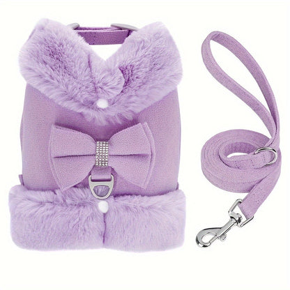 Small Dog Harness and Leash Set Soft Warm Winter Vest Harness for Small Dogs Cats Chihuahua Yorkie – Padded No-Pull Puppy Harness with Quick Release Buckle Dog Clothes Vest for Outdoor Walking