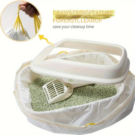 Cat Litter Box Liner Bags Extra Thick Disposable - Large Heavy Duty Plastic Litter Pan Liners for Easy Cleanup, Leak-Proof Waste Bags Compatible with Small Medium Large Litter Boxes, Bulk Pack S/M/L Sizes