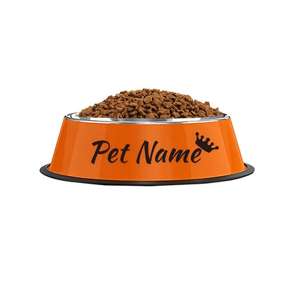 Personalized Stainless Steel Dog & Cat Bowl - Custom Engraved Pet Name Bowl with Paw Print Heart Crown Design, Anti-Tip Non-Slip, 200ml/400ml/1000ml, Food & Water Dish Gift