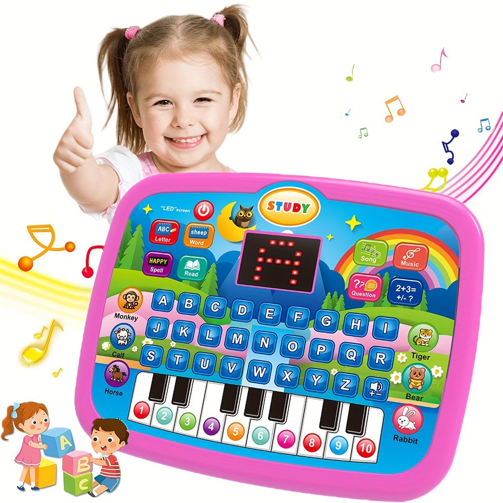 Multifunctional Educational Learning Machine for Toddlers, English Alphabet Numbers Music Animal Sounds Piano Keys Early Learning Toy, Interactive Bilingual Teaching Tablet for Kids Age 1-5, Best Birthday Gift