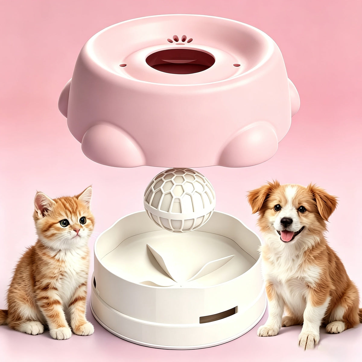 Slow Feeder Bowl for Dogs & Cats - Fun Rolling Ball Puzzle Feeder & Portion Control Dispenser, Controls Eating Speed, Prevents Bloat, Ideal for Senior Dogs & Picky Eaters