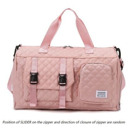 Large Capacity Argyle Travel Duffle Bag - Sports Gym Bag - Spacious & Portable for Overnight & Weekend Trips - Off White, Dark Blue, Green, Pink, Grey, Purple, Khaki & Black