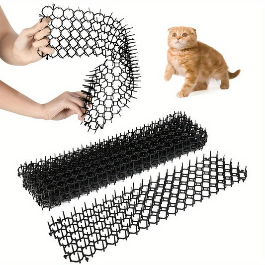 6-Pack Garden Cat Deterrent Spike Mats – Plastic Spiked Strips to Keep Cats & Dogs Out of Garden Beds, Protect Plants from Digging, Humane Outdoor Pet Repellent Mats for Yard Lawn Flower Beds