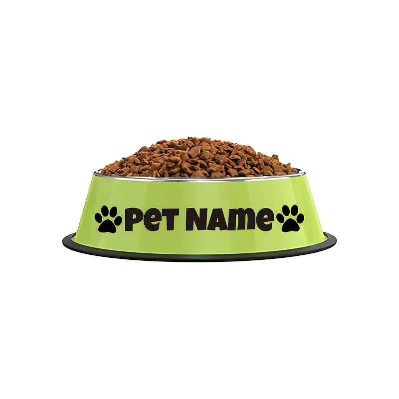 Personalized Stainless Steel Dog & Cat Bowl - Custom Engraved Pet Name Bowl with Paw Print Heart Crown Design, Anti-Tip Non-Slip, 200ml/400ml/1000ml, Food & Water Dish Gift