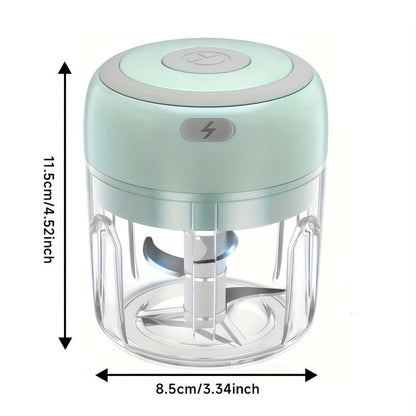 Electric Food Chopper 250ml (8.45oz) - 3 Blades for Chopping, Grinding, Mincing & Whisking - 30W Compact Mini Food Processor - Green, White & Pink