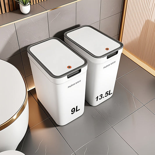Joybos Push-Type Trash Can with Lid - Large Capacity - Bathroom, Kitchen, Office & Bedroom - 9L (2.4 Gal) & 13.5L (3.6 Gal) - White