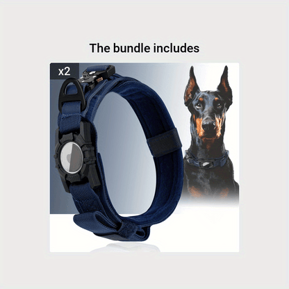 Tactical Dog Collar with GPS Holder - Military Style Heavy Duty Nylon Collar for All Breeds, Adjustable Secure Fit Training Collar, 5 Colors 4 Sizes (M/L/XL) for Large & Medium Dogs