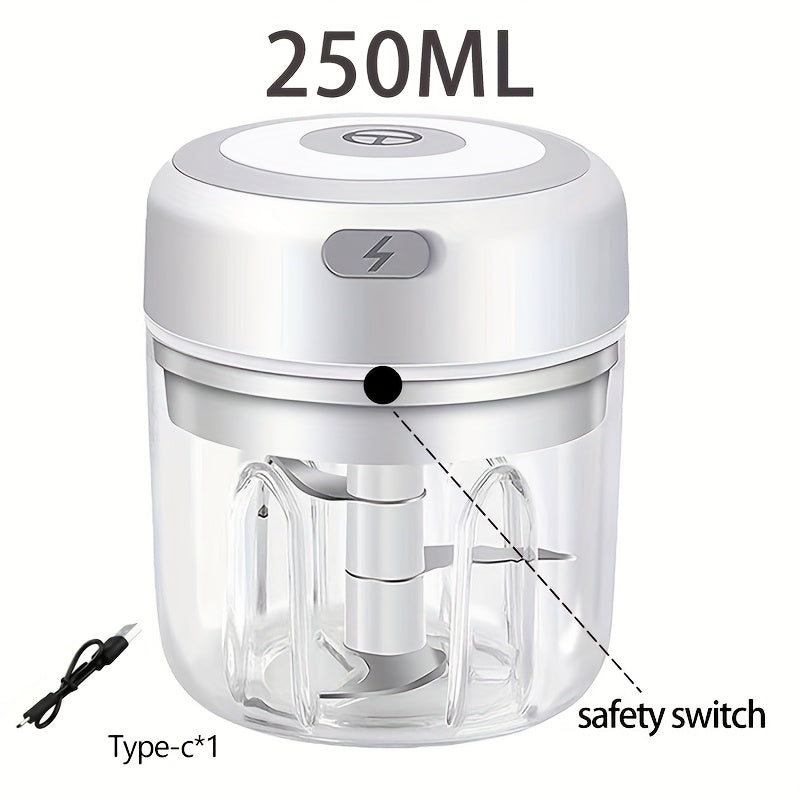 Electric Food Chopper 250ml (8.45oz) - 3 Blades for Chopping, Grinding, Mincing & Whisking - 30W Compact Mini Food Processor - Green, White & Pink