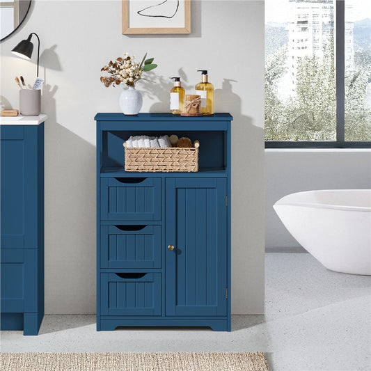 3-Drawer Bathroom Floor Cabinet with Open Shelf & Adjustable Storage – Moisture-Resistant MDF Organizer for Bathroom, Living Room & Kitchen, Modern Freestanding Cabinet – Nova Mart