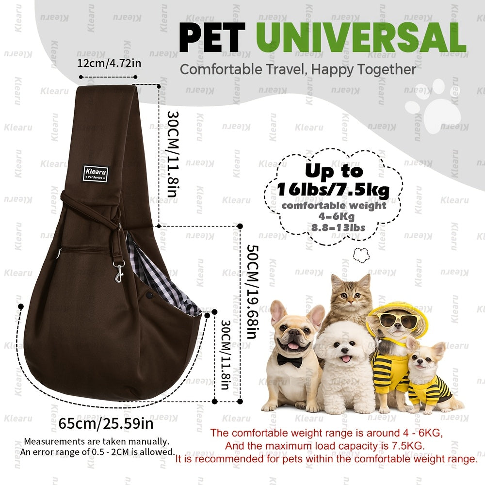 Pet Sling Carrier Bag for Cats & Dogs up to 14 lbs - Small Dog Cat Crossbody Shoulder Bag with Zipper Pocket - Hands-Free Outdoor Travel Pet Carrier Sling for Cats Dogs - Halloween Christmas Pet Gift