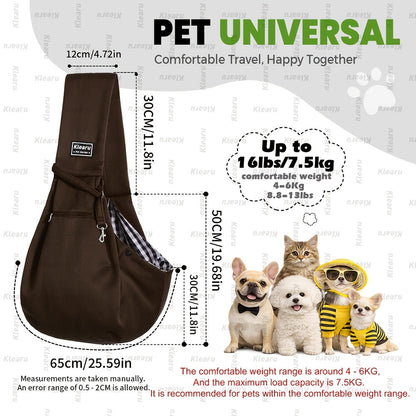 Pet Sling Carrier Bag for Cats & Dogs up to 14 lbs - Small Dog Cat Crossbody Shoulder Bag with Zipper Pocket - Hands-Free Outdoor Travel Pet Carrier Sling for Cats Dogs - Halloween Christmas Pet Gift