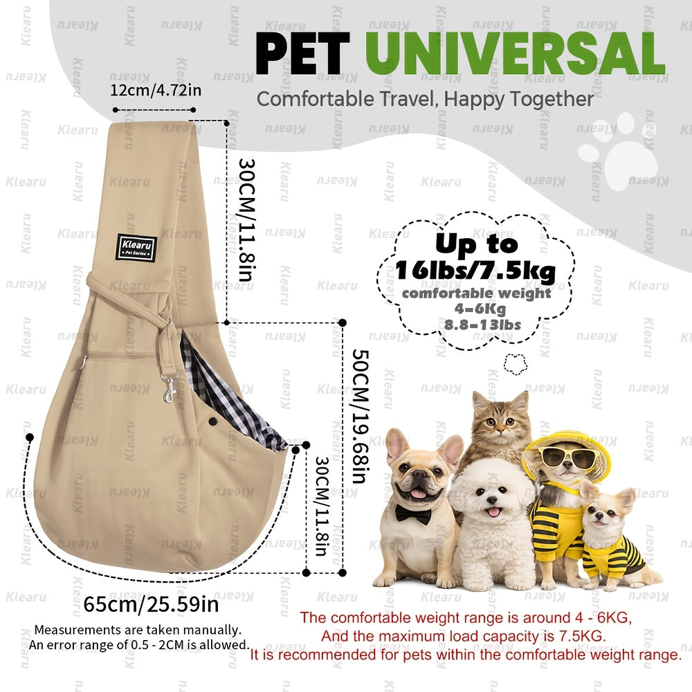 Pet Sling Carrier Bag for Cats & Dogs up to 14 lbs - Small Dog Cat Crossbody Shoulder Bag with Zipper Pocket - Hands-Free Outdoor Travel Pet Carrier Sling for Cats Dogs - Halloween Christmas Pet Gift