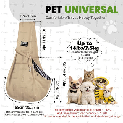Pet Sling Carrier Bag for Cats & Dogs up to 14 lbs - Small Dog Cat Crossbody Shoulder Bag with Zipper Pocket - Hands-Free Outdoor Travel Pet Carrier Sling for Cats Dogs - Halloween Christmas Pet Gift