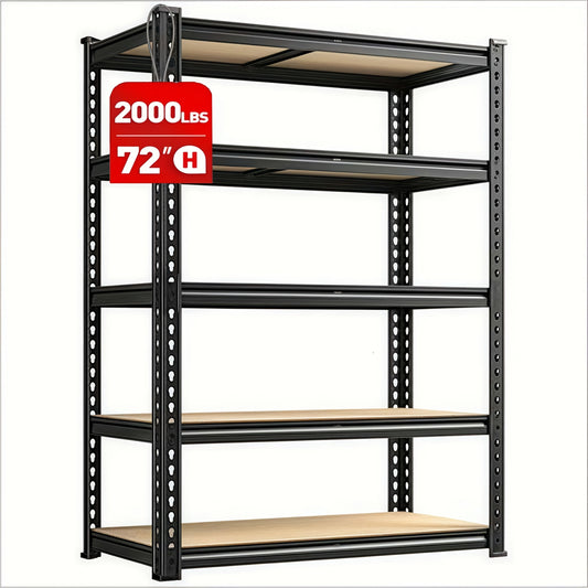 Heavy Duty Storage Shelves 5-Tier 2000LBS Adjustable Metal Shelving Unit for Garage Basement Pantry Closet 72H x 35.5W x 11.8D Inch