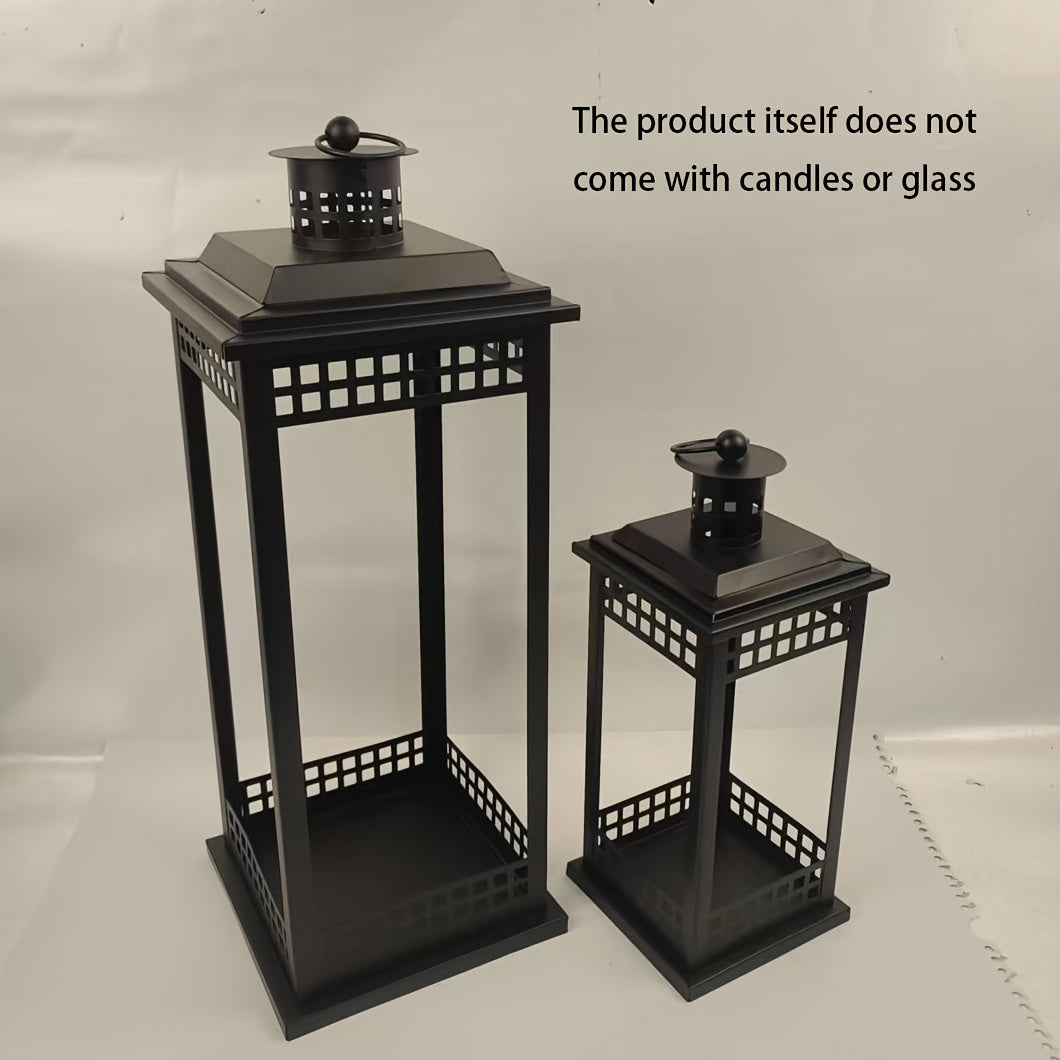 2-Pack Square Hollow Floor Candle Holders - Matte Black - Wedding, Church, Christmas, Halloween & Valentine's Day Decor (Candle Not Included)