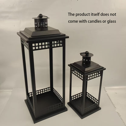 2-Pack Square Hollow Floor Candle Holders - Matte Black - Wedding, Church, Christmas, Halloween & Valentine's Day Decor (Candle Not Included)