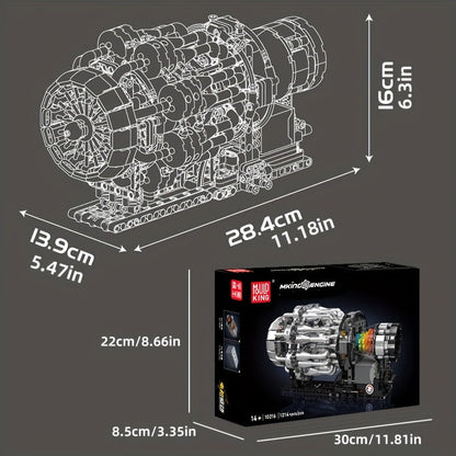 Mould King 1214pcs MOC Supercar Building Block Set - Turbojet Electric Engine Motorized Model 10216, Movie-Inspired Sports Car Brick Kit for Adults & Teens | Creative STEM Gift for Car Enthusiasts