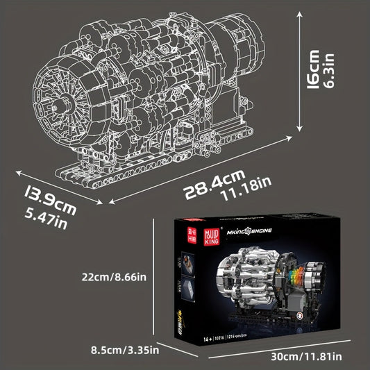 Mould King 1214pcs MOC Supercar Building Block Set - Turbojet Electric Engine Motorized Model 10216, Movie-Inspired Sports Car Brick Kit for Adults & Teens | Creative STEM Gift for Car Enthusiasts