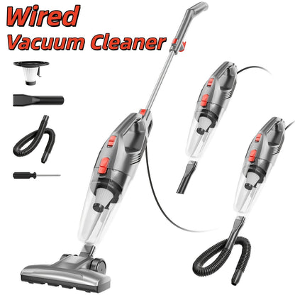 Wired & Wireless Cordless Stick Vacuum Cleaner - 55–70 KPa, 3-Speed, 45-Min Battery, Detachable Battery, LED Floor Brush - Pet Hair, Carpet & Hard Floor - Lightweight Handheld