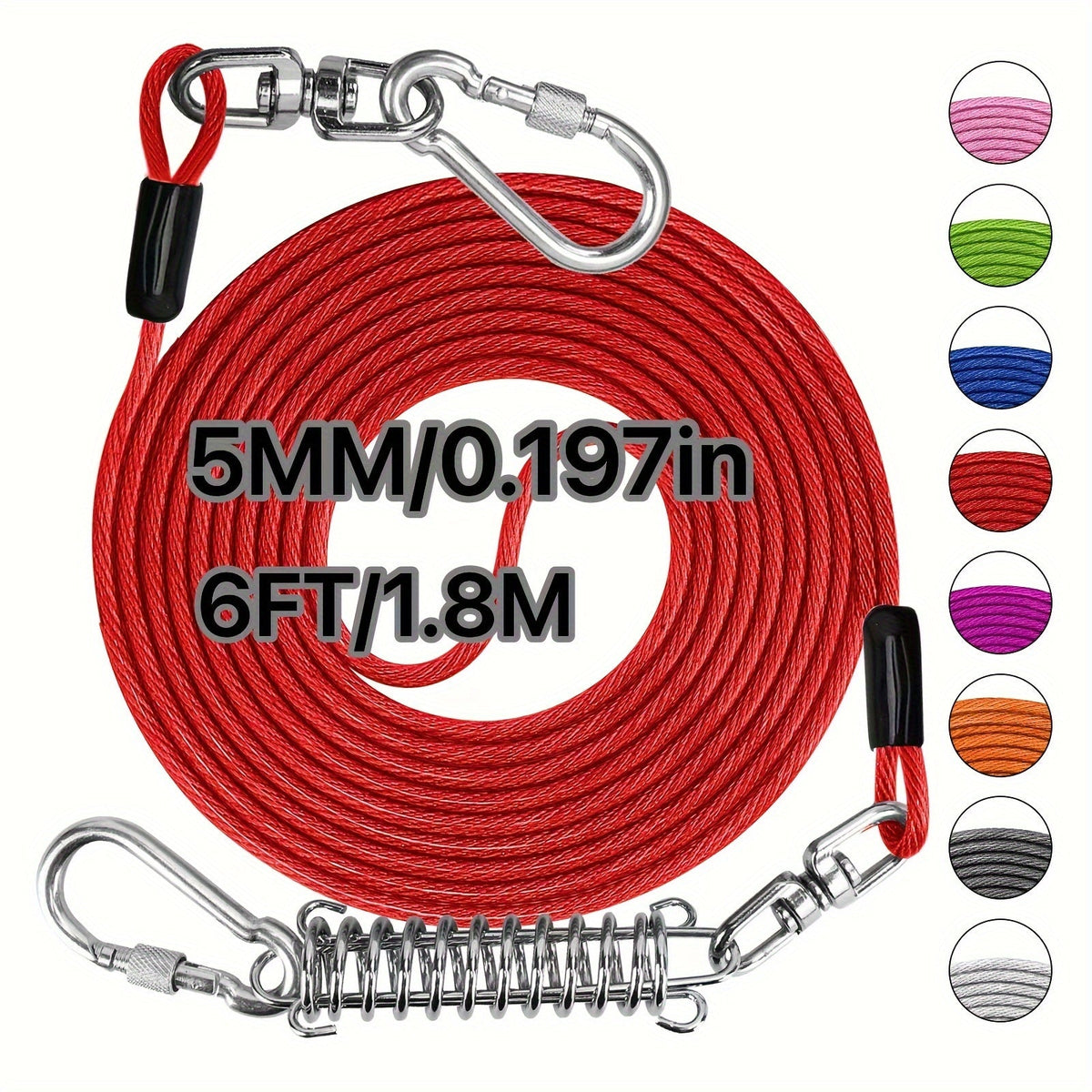 Heavy Duty Dog Leash 6 10 15 30 50 75 100 Feet Long Training Tie Out Cable for Large Dogs Up to 500 lbs Durable Bite-Resistant Yard Running Rope Lead