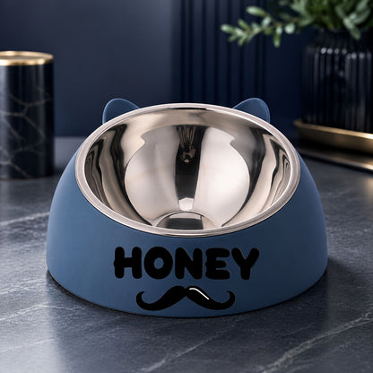 Personalized Stainless Steel Tilted Pet Bowl for Cats and Dogs Custom Name Ergonomic Neck Protection Food Water Bowl Great Gift for Pets Small Medium Large