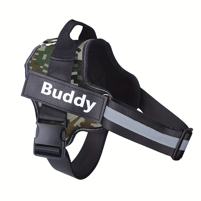 Personalized No-Pull Dog Harness Vest – Reflective Breathable Custom Name Pet Harness for Small to XXL Dogs, Outdoor Walk & Training Vest in 12 Colors Including American Flag & Camo