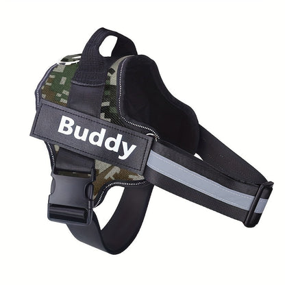 Personalized No-Pull Dog Harness Vest – Reflective Breathable Custom Name Pet Harness for Small to XXL Dogs, Outdoor Walk & Training Vest in 12 Colors Including American Flag & Camo