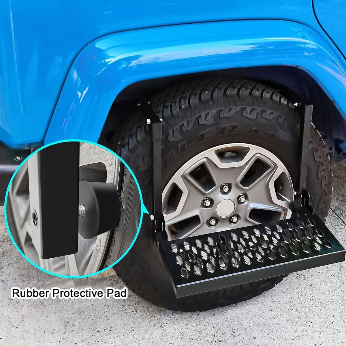 Folding Tire Step Heavy Duty Steel for Truck SUV RV & Pickup, 350lbs Capacity, Adjustable Height & Width Fits 10"-14" Tires, Anti-Slip Surface, Rubber Bumpers – Roof Rack Access & Vehicle Maintenance