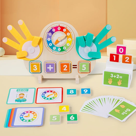 Wooden Clock Learning Toy for Kids – Clock Hands Finger Counting Math Tool for Teaching Time | Educational Toy for Toddlers & Preschoolers | Easter & Christmas Gift for Boys & Girls Ages 3+