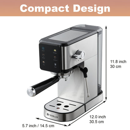 20 Bar Espresso Machine with Dual Boiler & Milk Frother Wand – Touch Control Compact Coffee Maker for Home, Makes Cappuccino & Latte, Includes Coffee Mug – Nova Mart